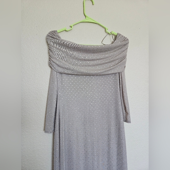 Off-The-Shoulder Rhinestone Maxi Dress - Picture 3 of 10